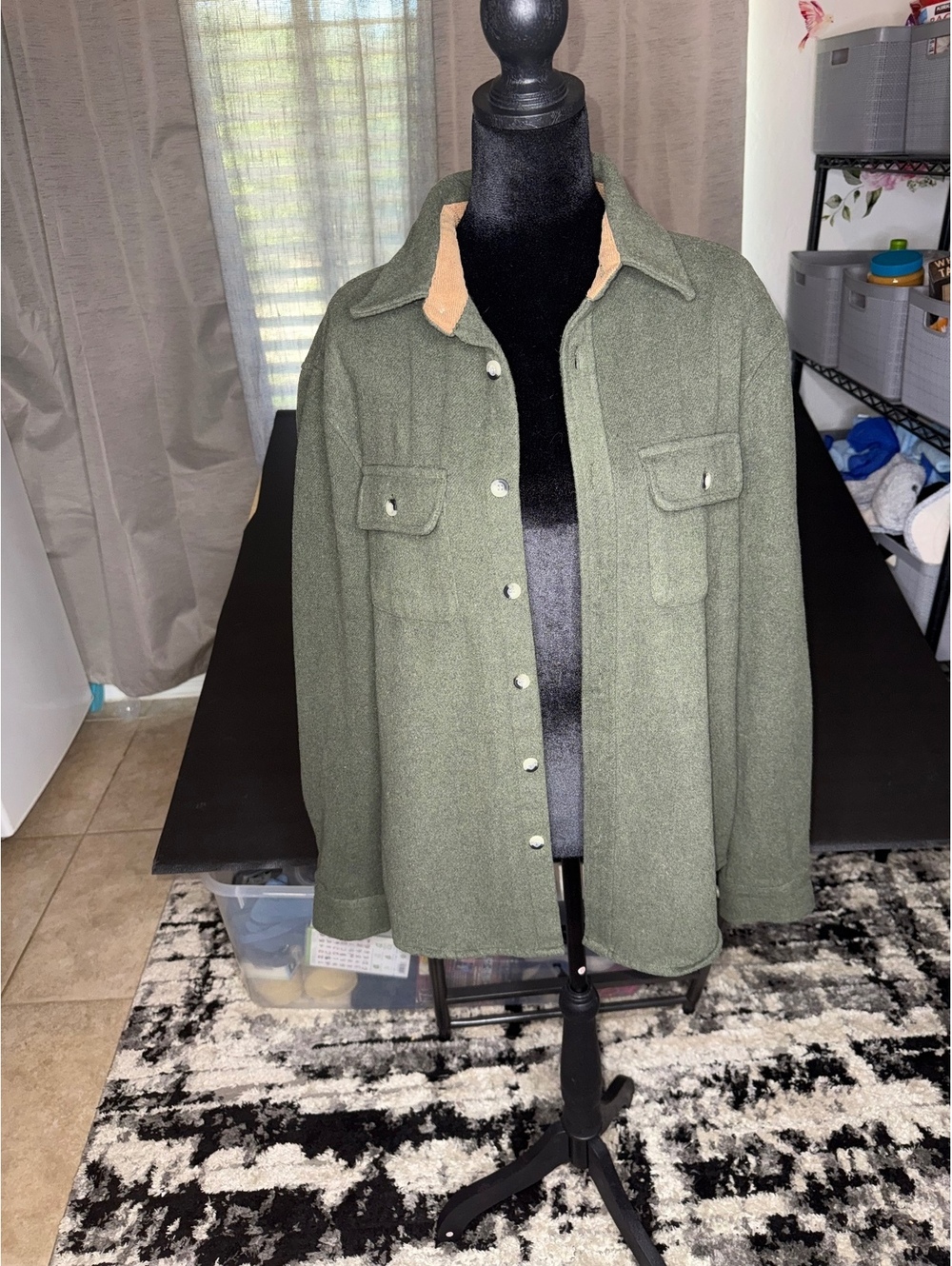 Coofandy Men's Casual Wool Blend Shirt Jacket with Contrast-